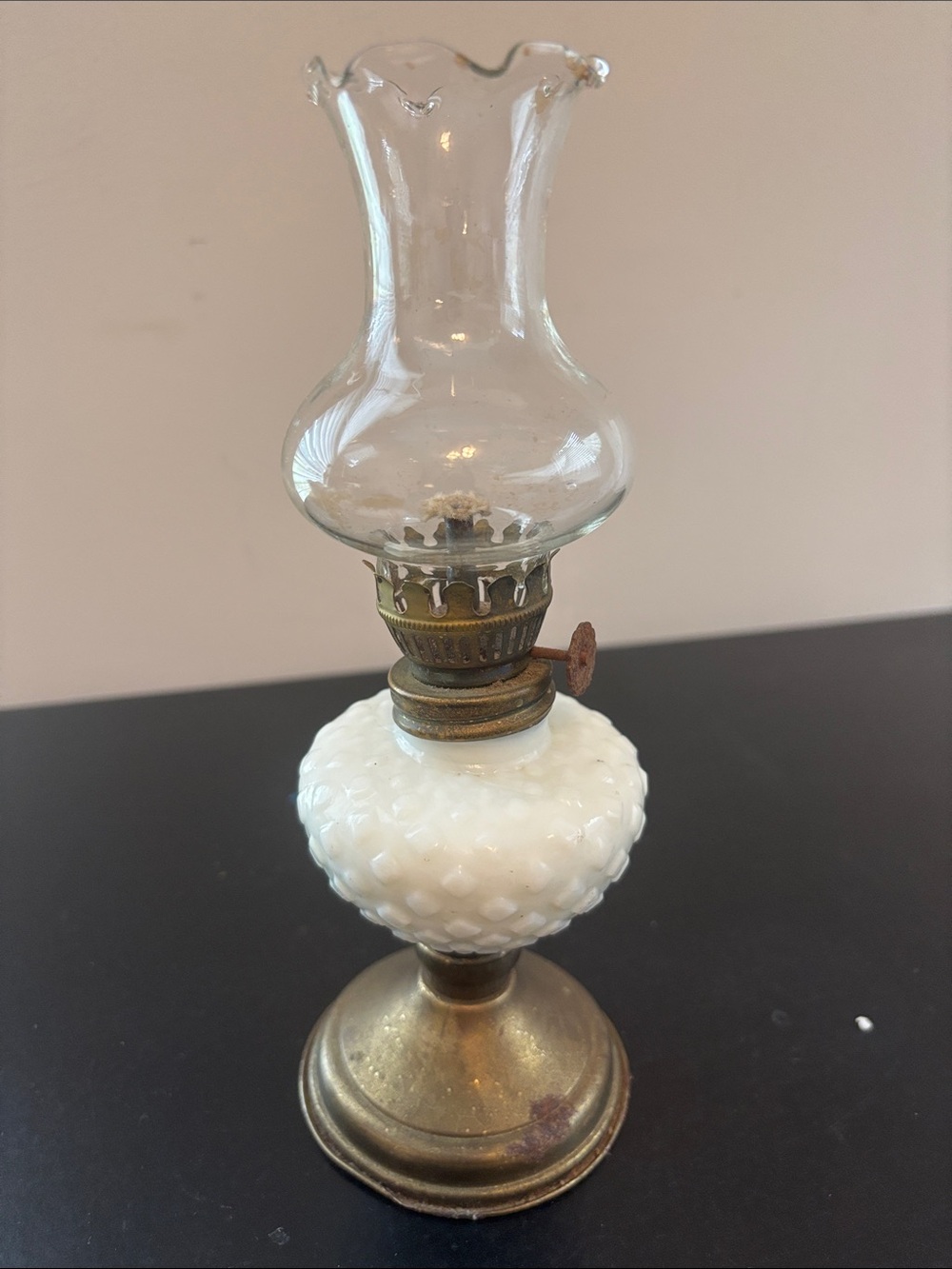 Vintage Mini Hobnail Pattern Oil White Lamp
